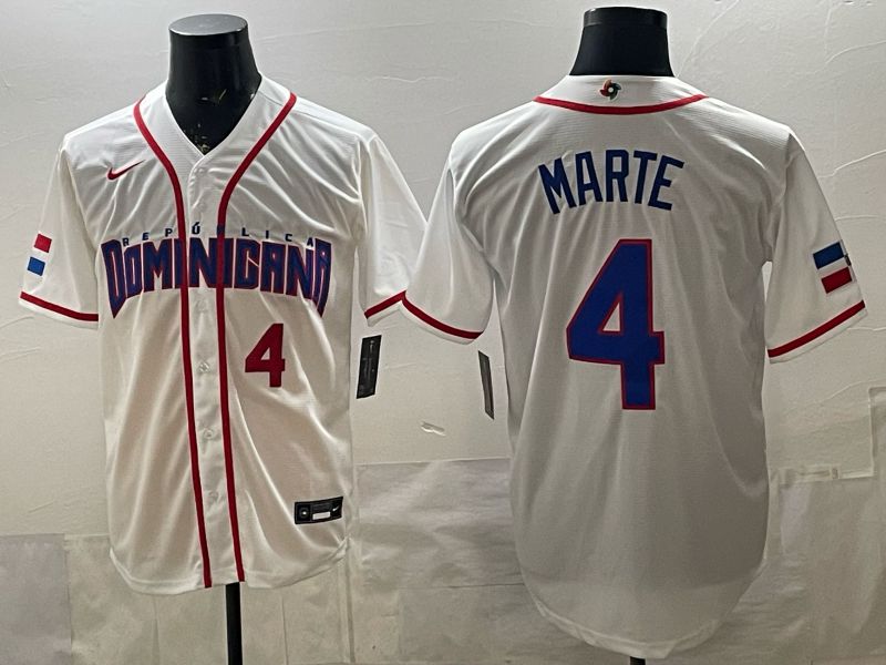 Men 2026 World Cub #4 Marte White Game Nike MLB Jersey style 005